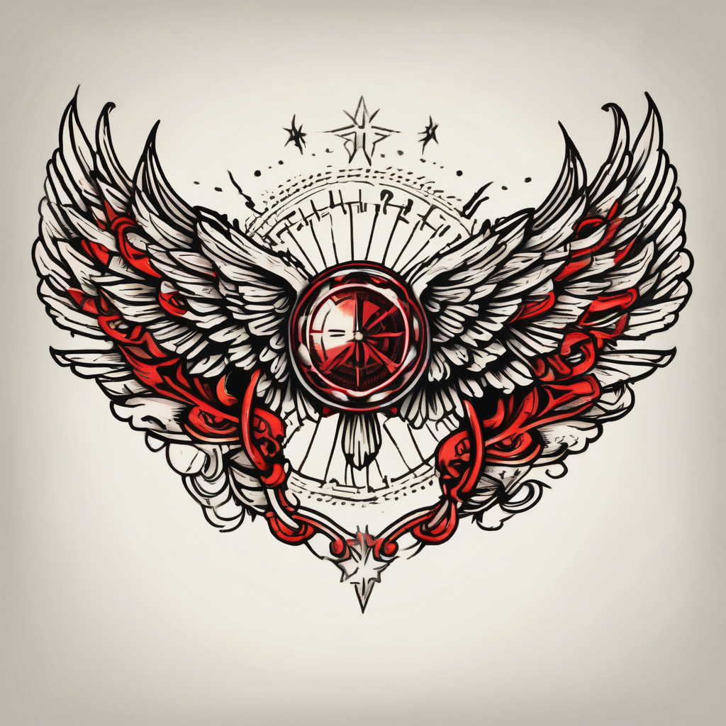 wings tattoo in leg for men christian-for-men, design de tatouage Old school généré par IA