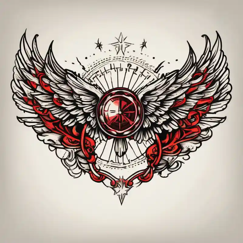 wings tattoo in leg for men – Old school, Noir et blanc