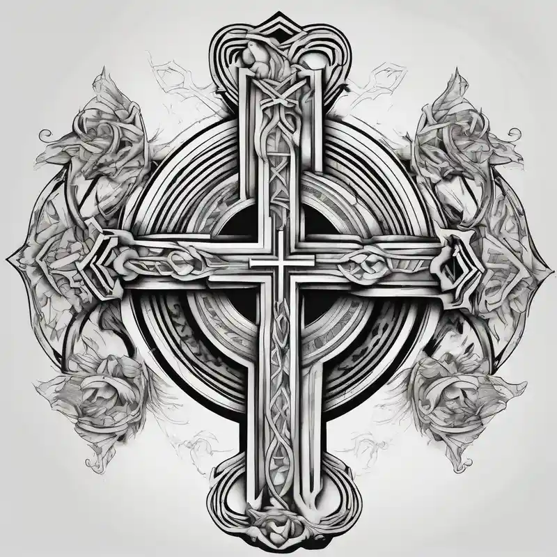 four stoic virtues and christian cross – シュルレアリスム, カラフル