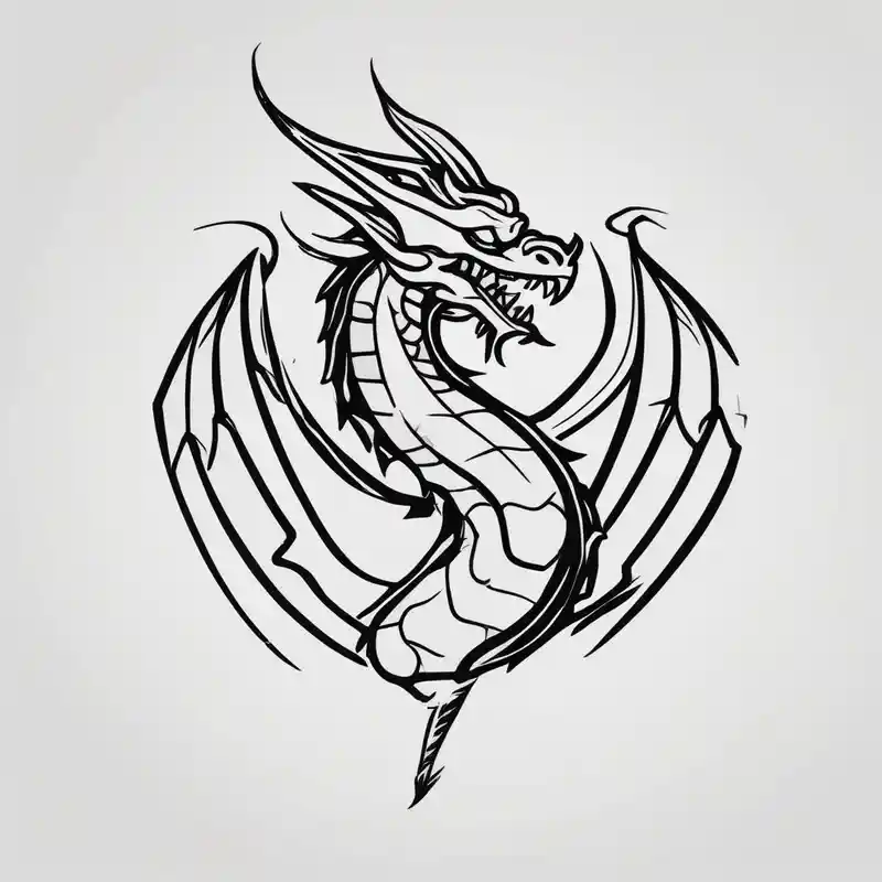 men thigh welsh dragon – ミニマル, 白黒