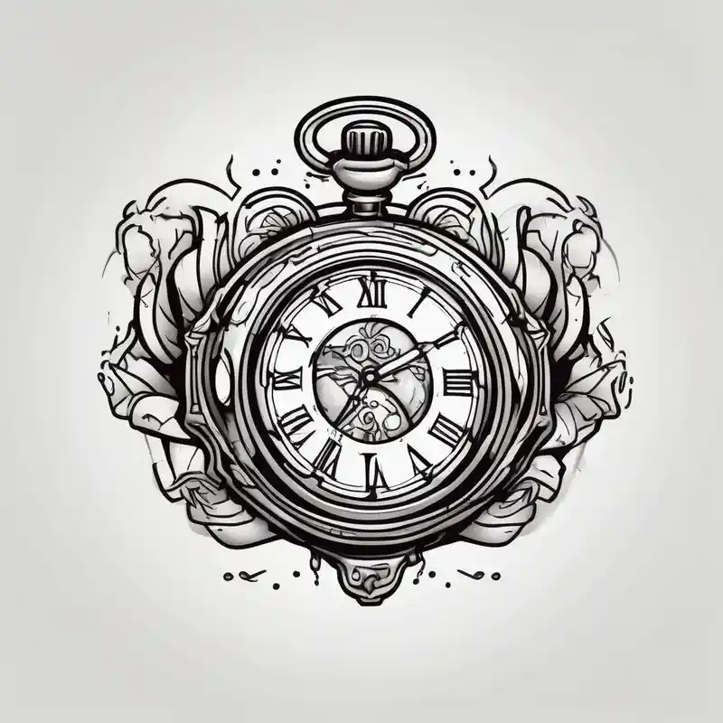 pocket watch tattoo drawing for men