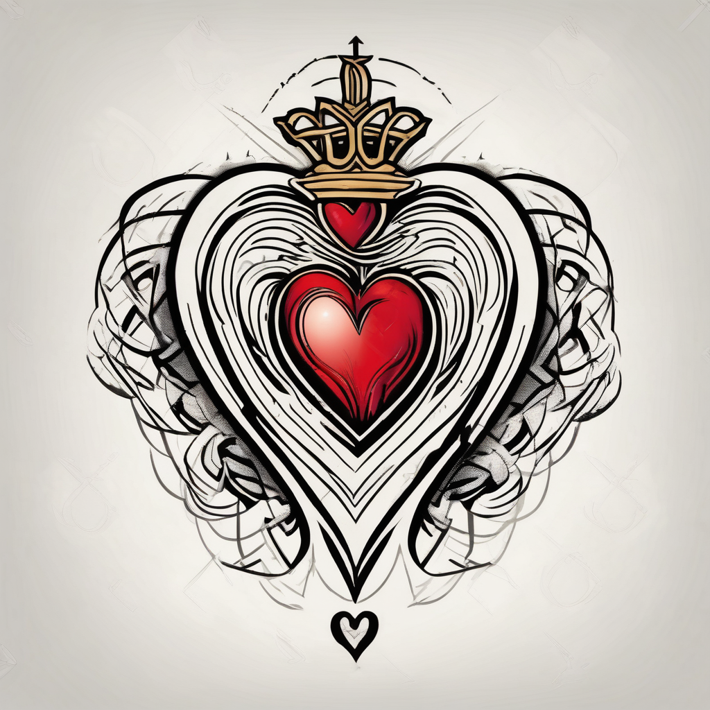 sacred heart vintage traditional tattoo simple sketch old school bold colors with banner christian christian-for-men(AIが生成したカートゥーンスタイルのタトゥーデザイン)