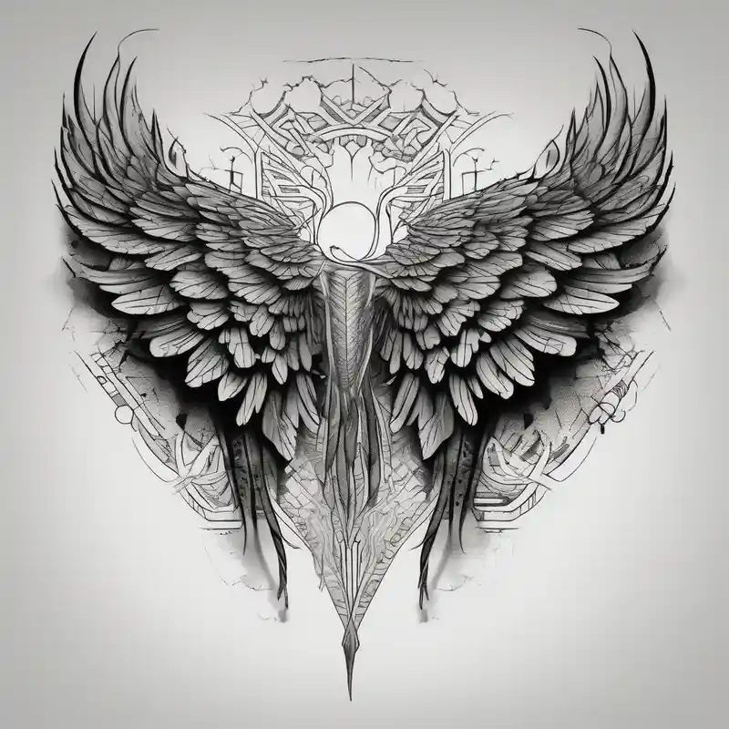 wings tattoo in leg for men