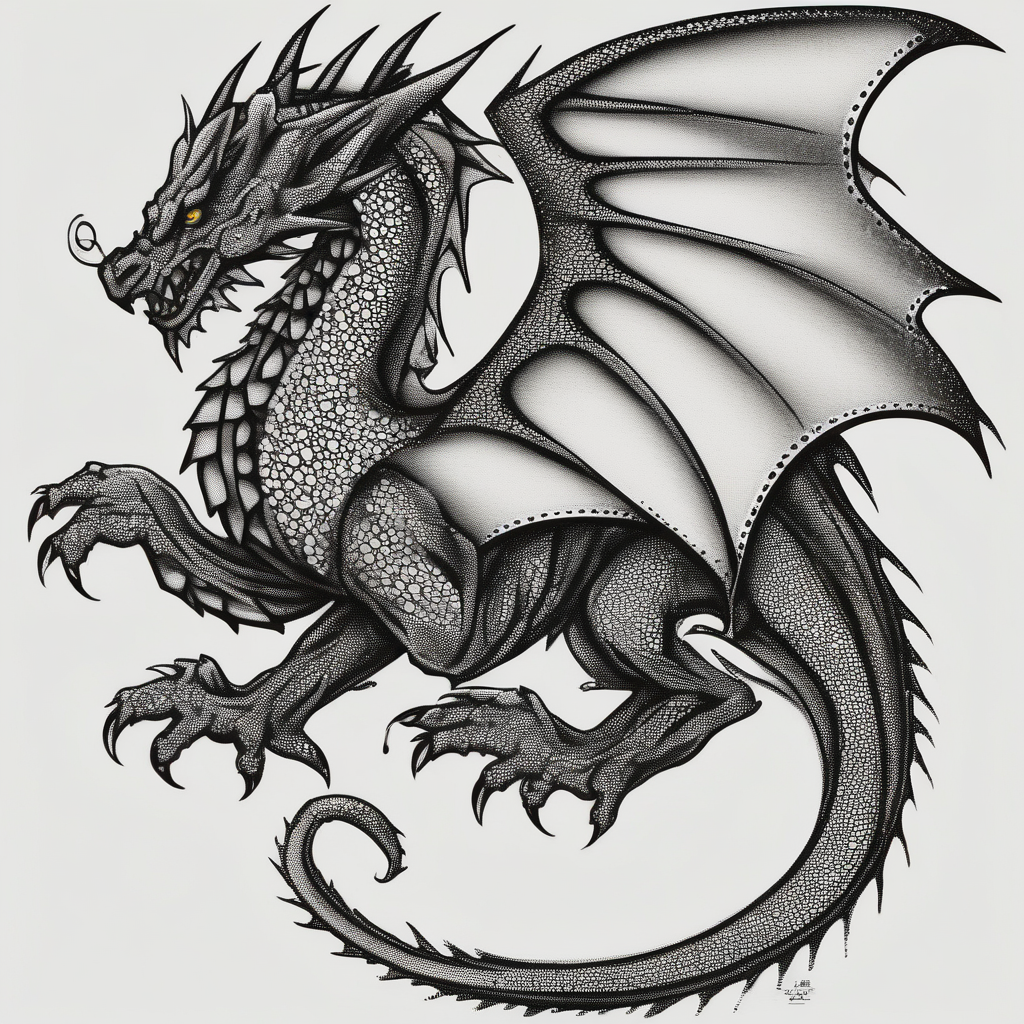 men thigh welsh dragon christian-for-men(AIが生成したドットワークスタイルのタトゥーデザイン)