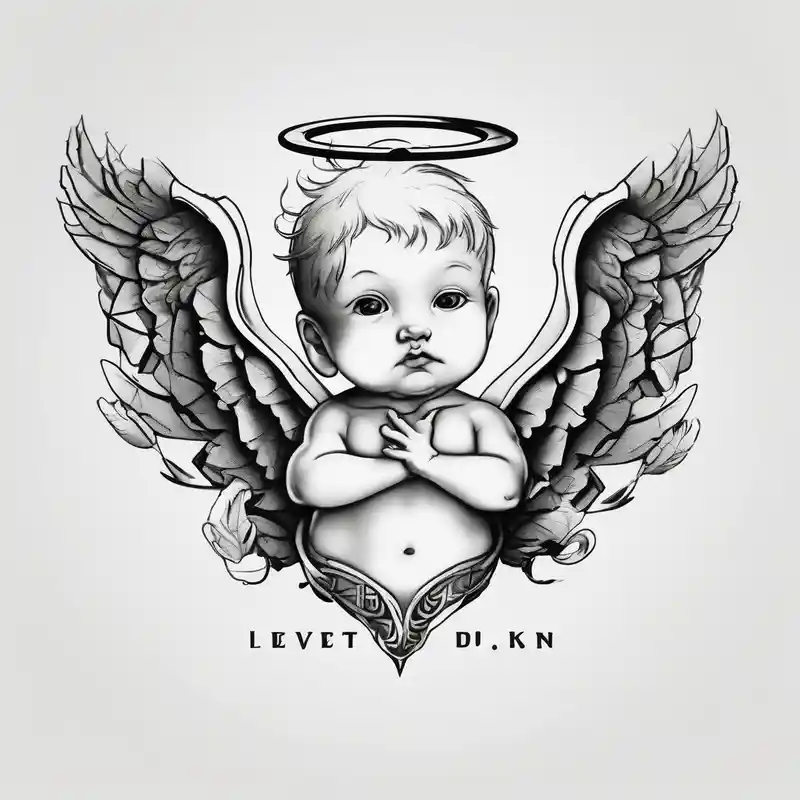sketch style Mens Tattoo Ideas in 2025 & free generation about A baby angel with the letters Lev Livet Mens du kan christian-for-men and A baby angel with the letters Lev Livet Mens du kan christian-for-men