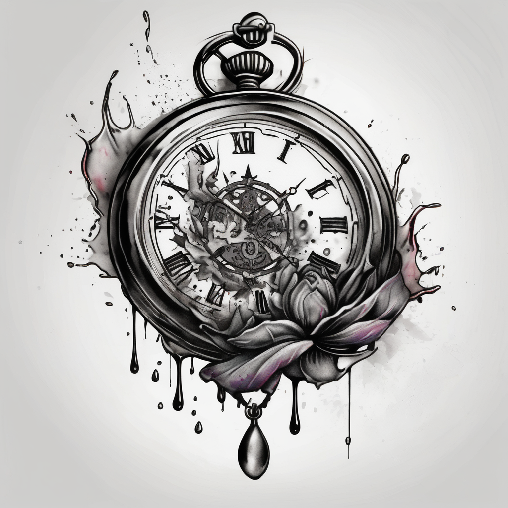 simple pocket watch tattoo drawing for men christian-for-men, AI-generated Watercolor tattoo design
