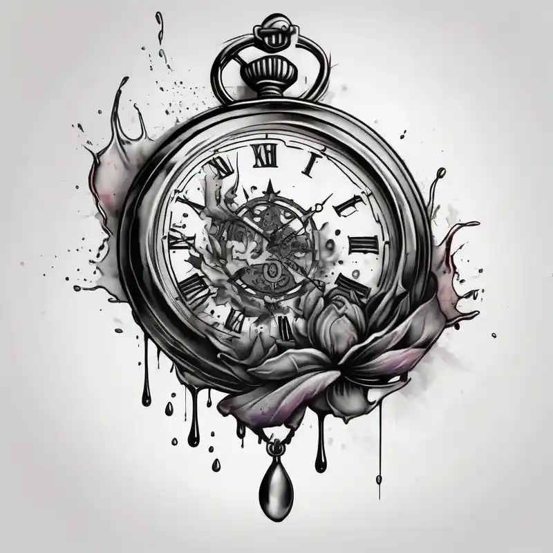simple pocket watch tattoo drawing for men
