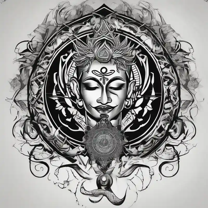 black and white style Mens Tattoo Ideas in 2025 & free generation about mens throat tattoo with sunrays and om on neck christian-for-men and mens throat tattoo with sunrays and om on neck christian-for-men