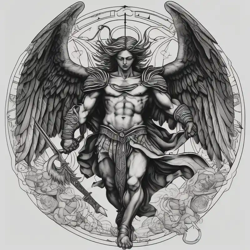 christian religion incorporating aint michael slaying Lucifer