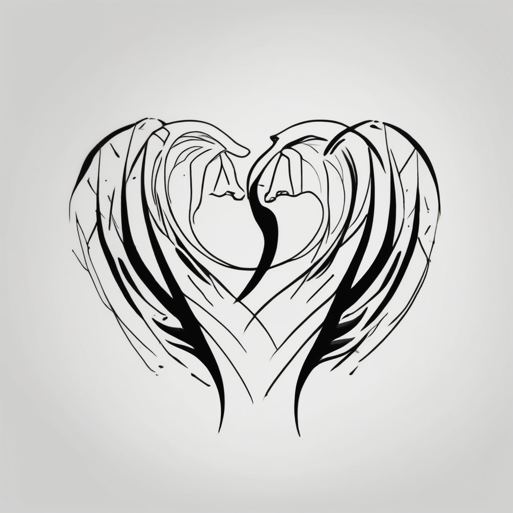 minimalist tattoo for couples (half mom and half dad) couple-for-couples, AI-generated Sketch tattoo design