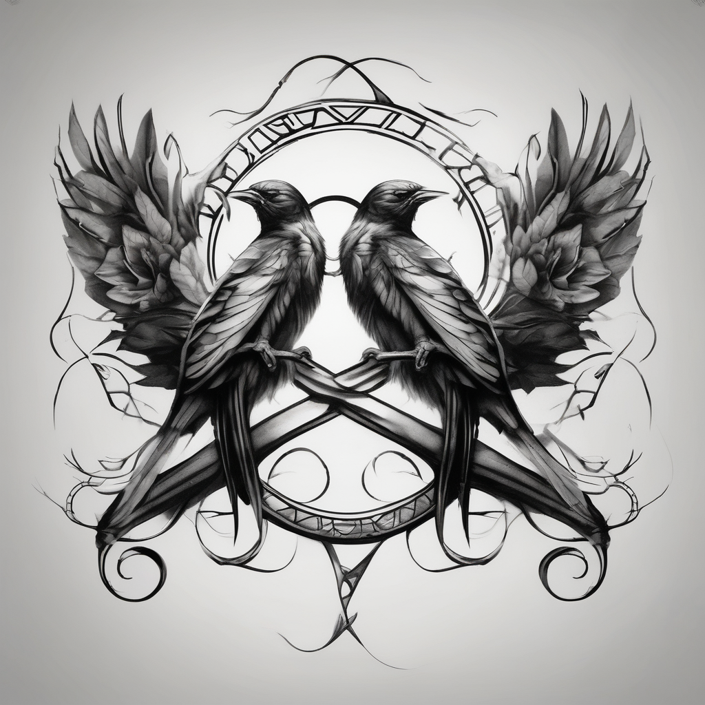 two birds sitting, stars and infinity theme couples tattoo couple-for-couples, AI-generated Black and White tattoo design