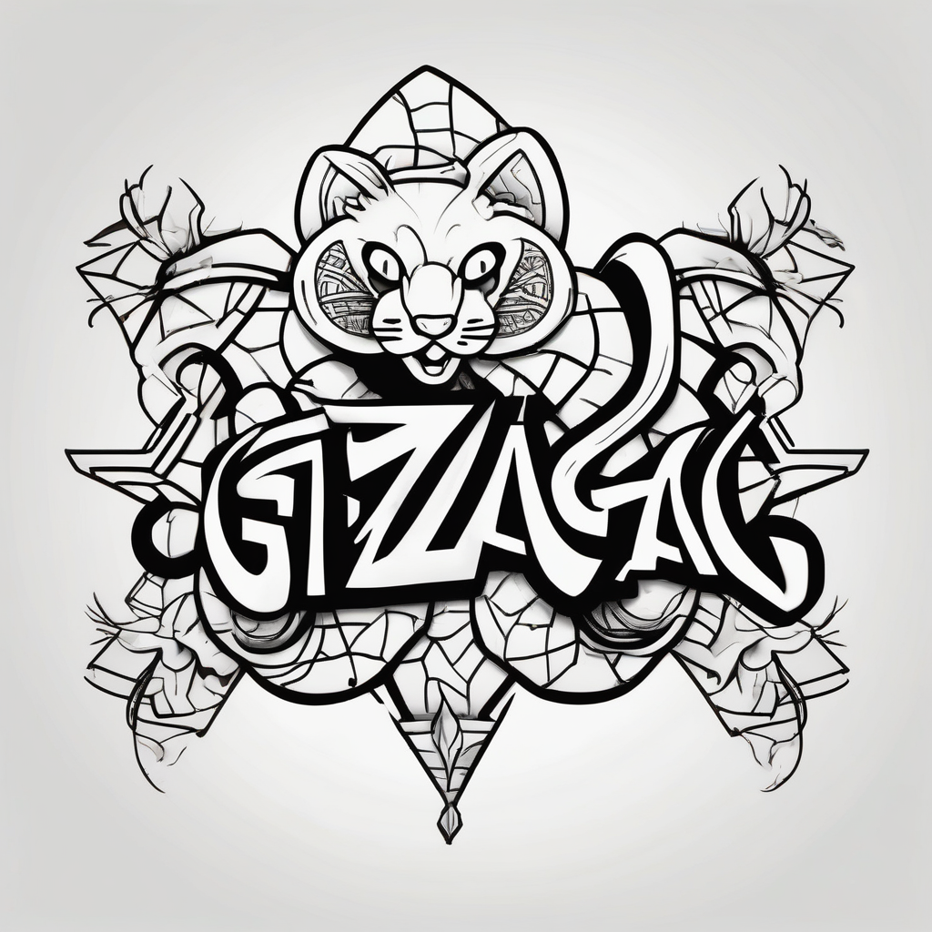 Something meaningful for matching couples tattoo,, including the word Gizaagi’in couple-for-couples, diseño de tatuaje Cartoon generado con IA