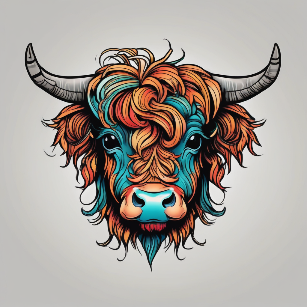 baby highland cow(AIが生成したオールドスクールスタイルのタトゥーデザイン)