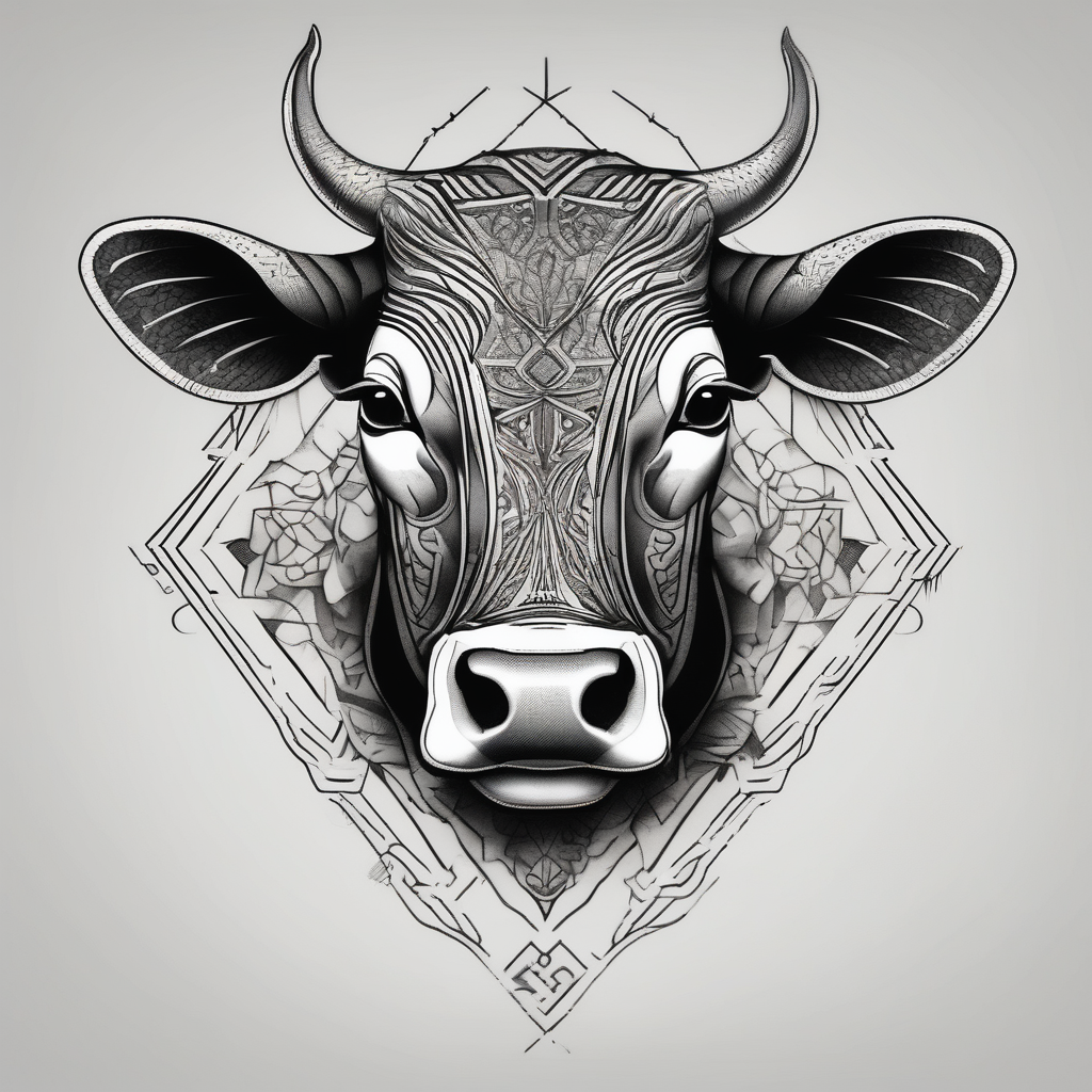 India cow(AIが生成したブラックワークスタイルのタトゥーデザイン)