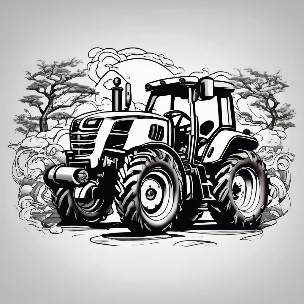 Cows, tractors, laer(AIが生成した和彫りスタイルのタトゥーデザイン)