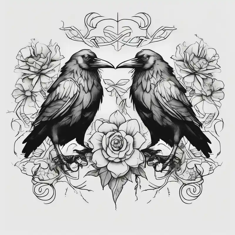 crows with flowers