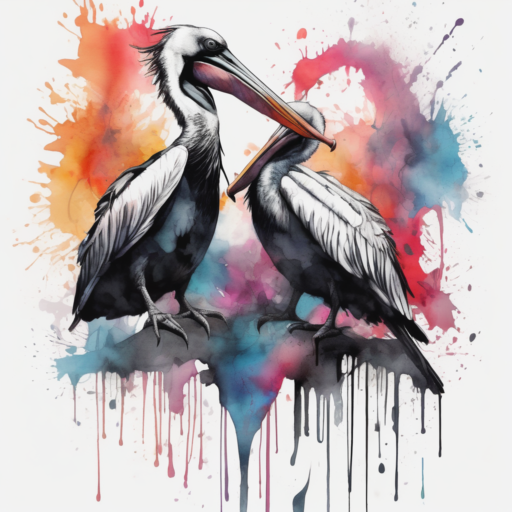 pelican crow, diseño de tatuaje Acuarela generado con IA