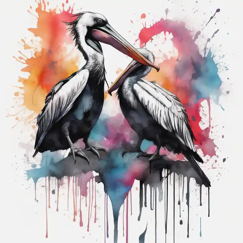 pelican crow – Acuarela, Colores vivos
