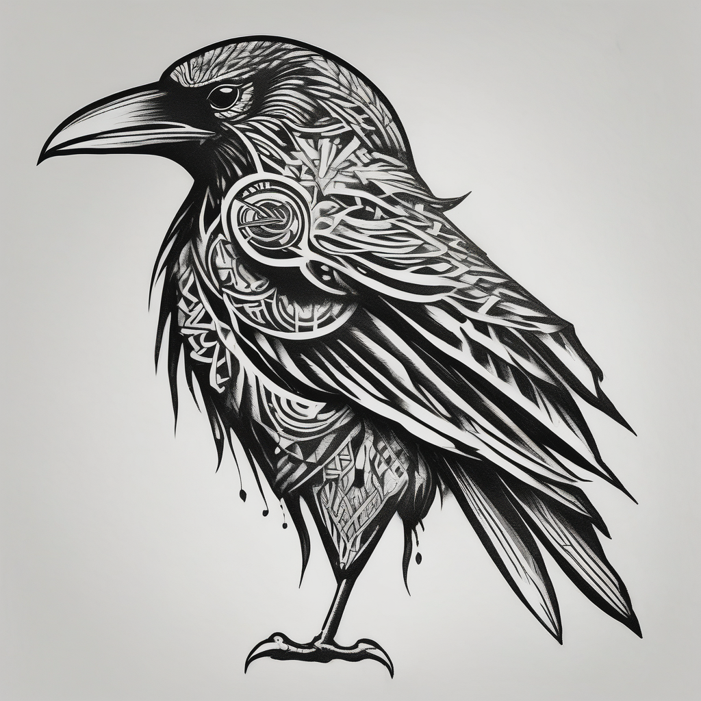 crow looking backwards like sankofa, diseño de tatuaje Realista generado con IA