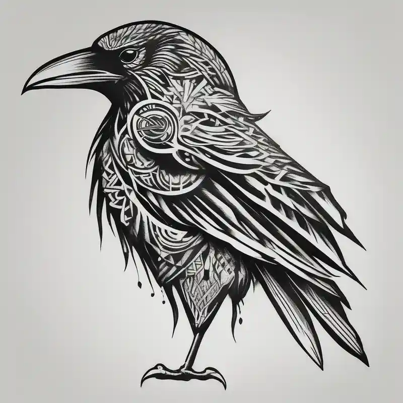 crow looking backwards like sankofa – Realista, Colores vivos