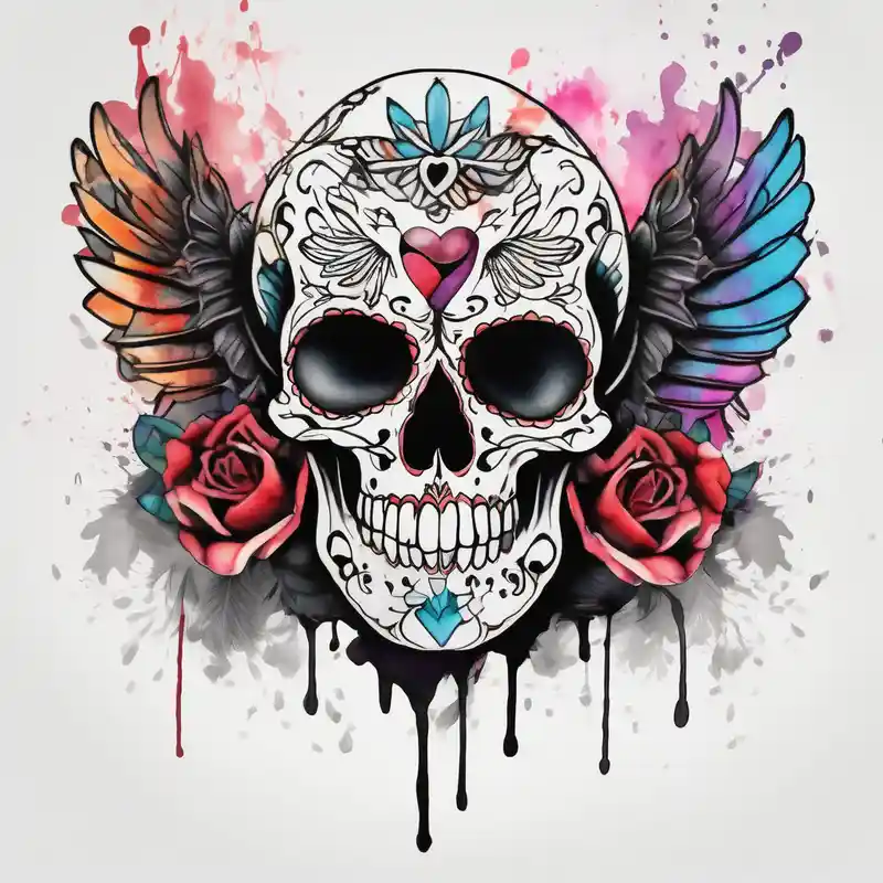 Half crow half dove sugar skull