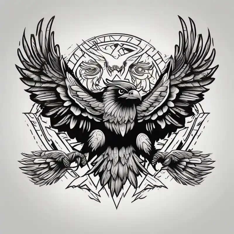 crow fighting eagle fighting owl – Caricatura, Colores vivos