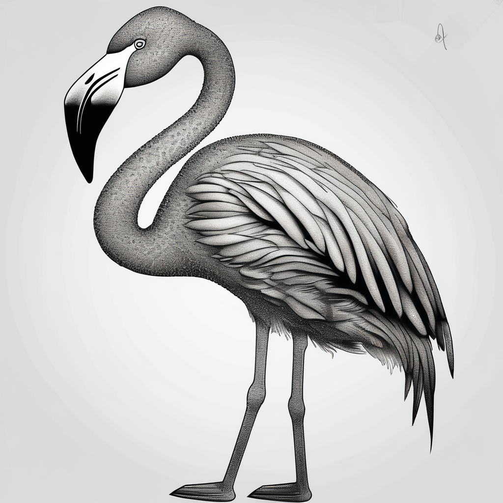 cute flamingo cute-ideas, diseño de tatuaje Dotwork generado con IA