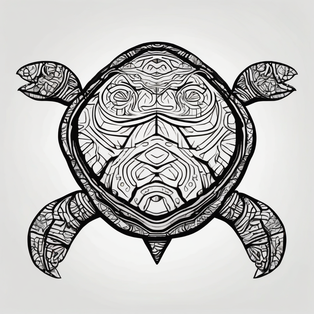 psychedelic turtle, from the top, cute, minimalist cute-ideas, diseño de tatuaje Cartoon generado con IA