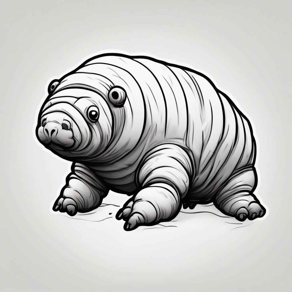 tardigrade, water bear, cute, baby, endurance, resilience, 8 stumpy legs cute-ideas, design de tatouage Blackwork généré par IA