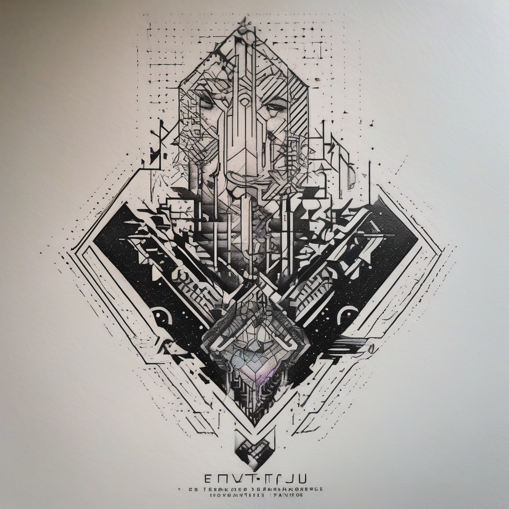 cyberpunk 2077, hand tattoo, geometric, subtle,, diseño de tatuaje Dotwork generado con IA