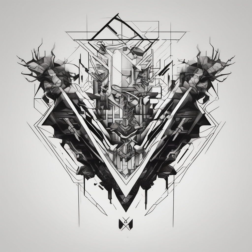 cyberpunk 2077, chest tattoo, geometric, subtle, men, city skyline, 4k, AI-generated Sketch tattoo design