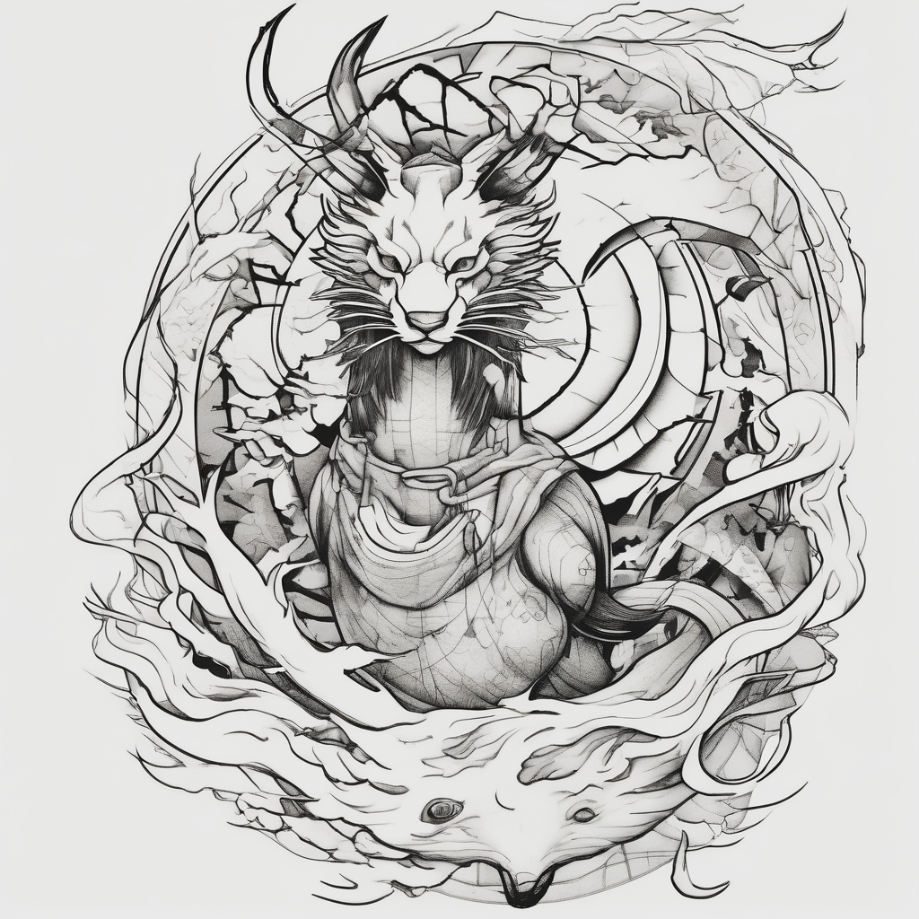 Studio Ghibli sinister haku daz-studio-g8, AI-generated Sketch tattoo design