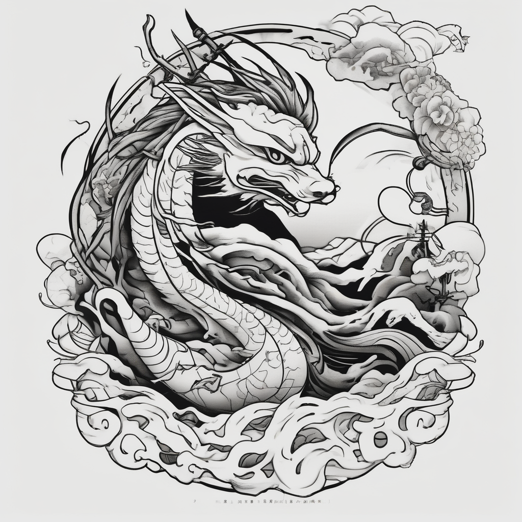 Studio Ghibli sinister haku daz-studio-g8, AI-generated Japanese tattoo design