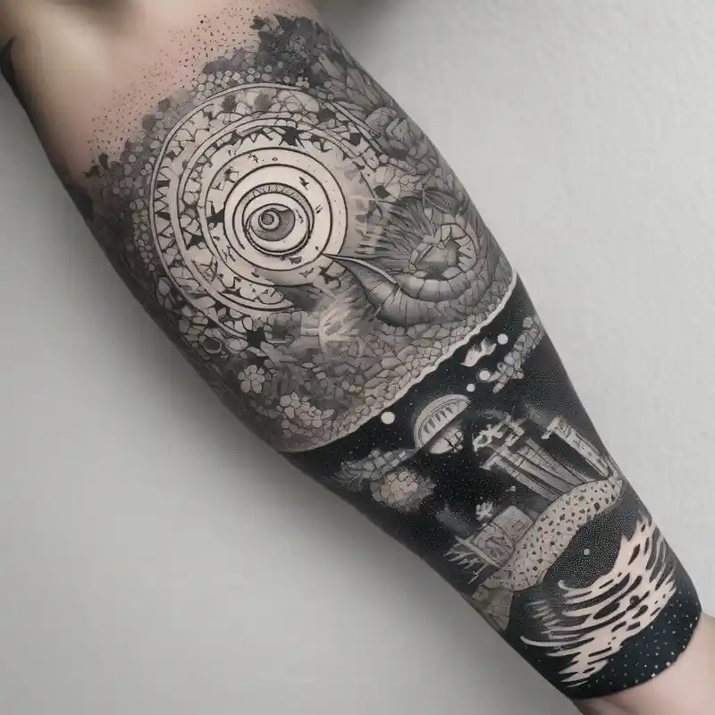 studio ghibli sleeve – Dotwork, Vibrant color