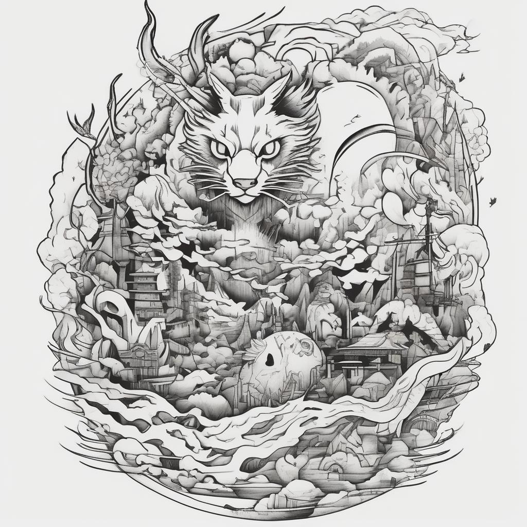 Studio Ghibli daz-studio-g8, AI-generated Sketch tattoo design