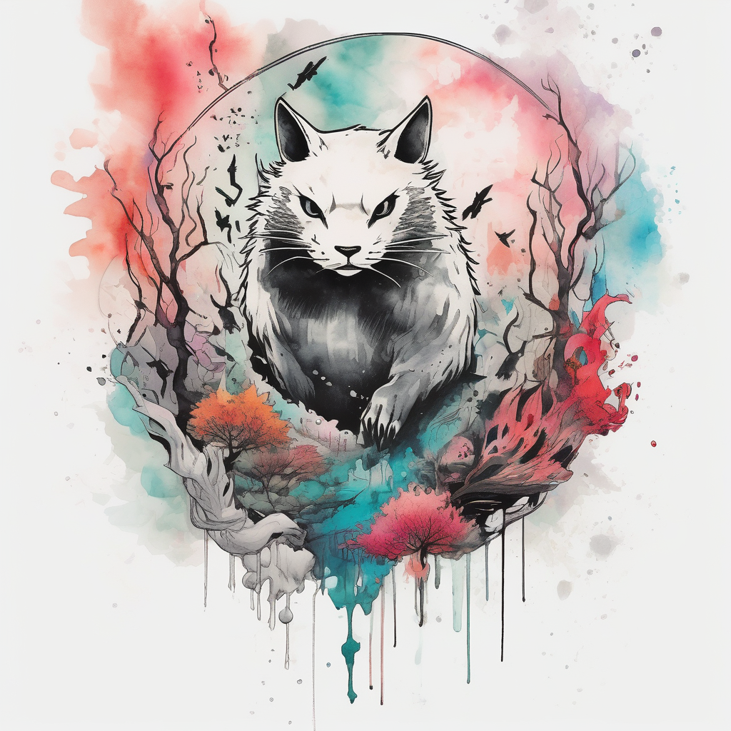 Studio Ghibli daz-studio-g8, AI-generated Watercolor tattoo design