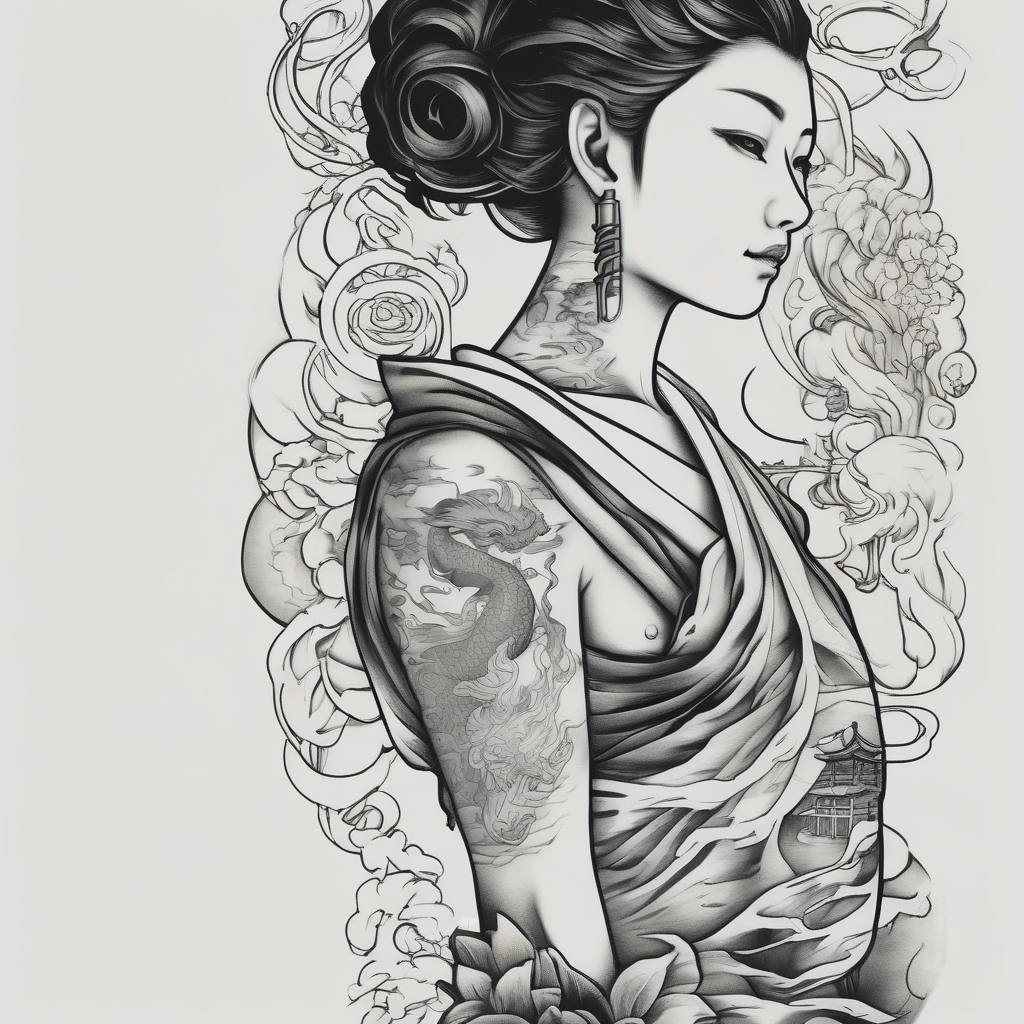 studio ghibli sleeve daz-studio-g8, AI-generated Japanese tattoo design