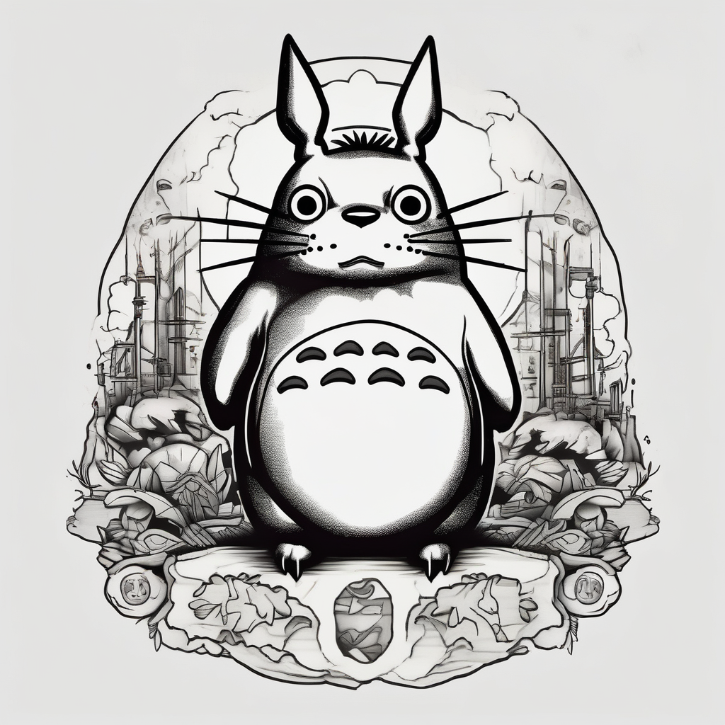 Totoro from Studio Gibli daz-studio-g8, AI-generated Old School tattoo design
