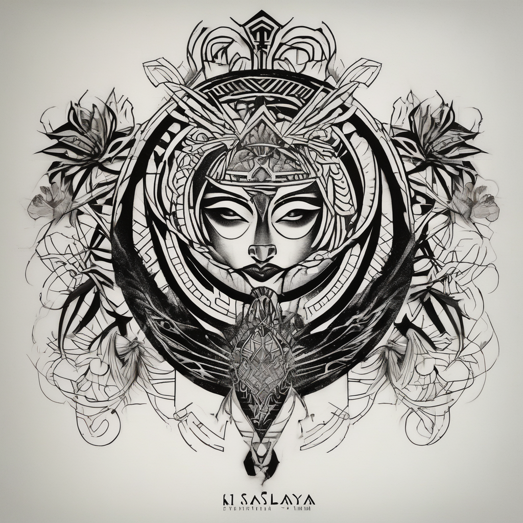 Tattoo studio place with name KISLAYA TEMA daz-studio-g8, AI-generated Blackwork tattoo design