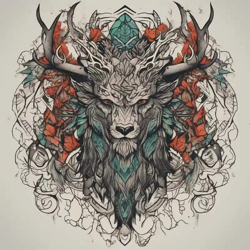 Forest spirit, Studio Ghibli – Blackwork, Vibrant color