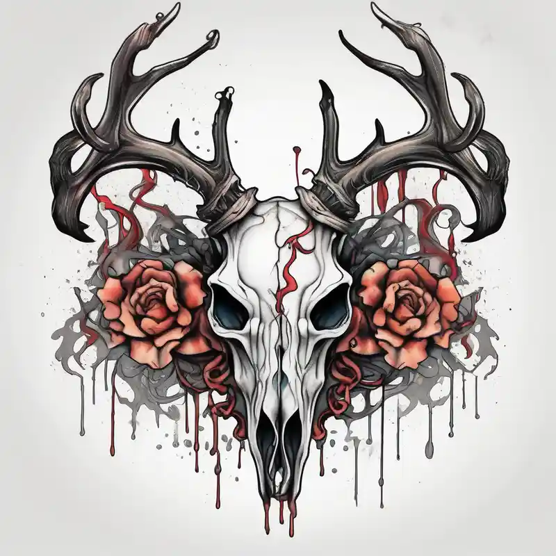 Deer skull with octopus