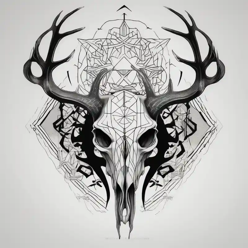 Deer skull with octopus – Geometric, Vibrant color
