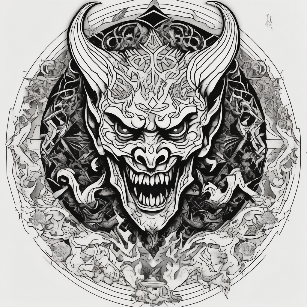 Demons in hell devil in background demonic-demon, AI-generated Geometric tattoo design