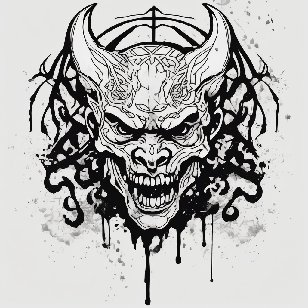 Demon Slayer Bold Outlines demonic-demon, AI-generated Watercolor tattoo design