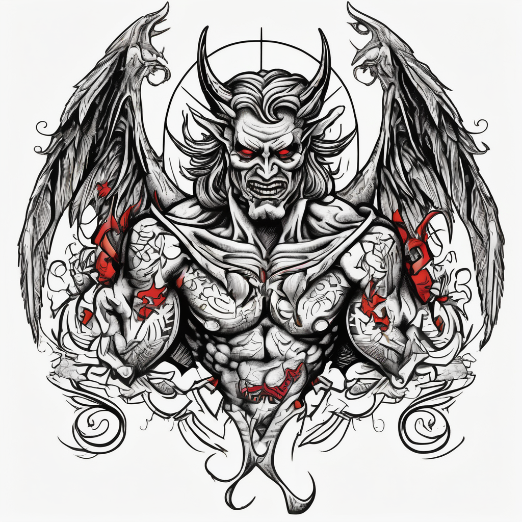 devilish angel demon demonic-demon, AI-generated Old School tattoo design