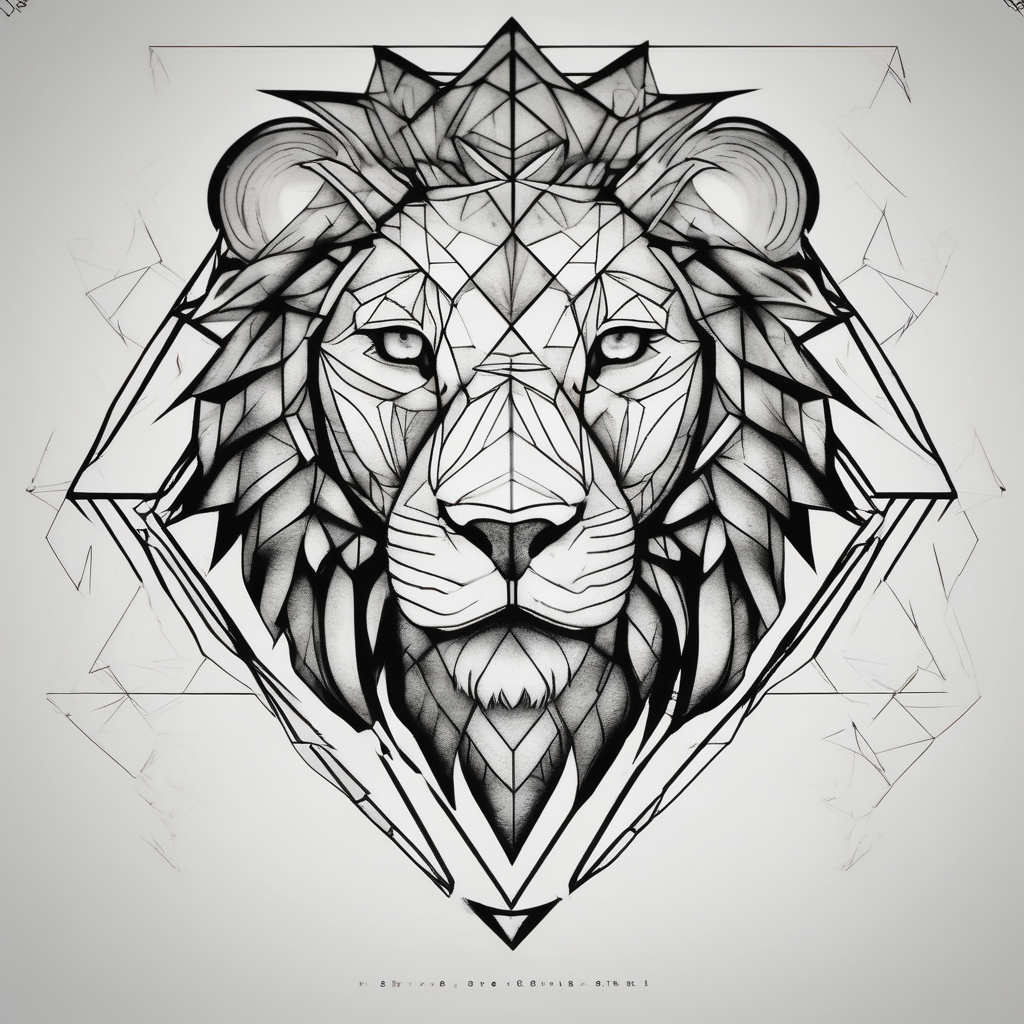 realistic laying lion body tail paws detroit-lions, AI-generated Geometric tattoo design