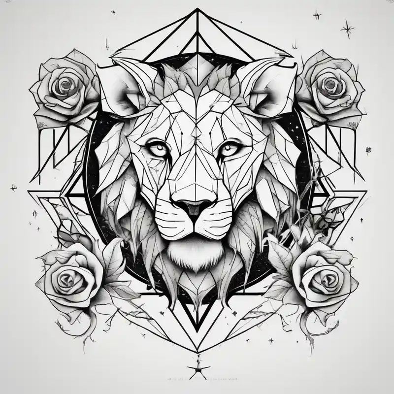 Lion with roses & spiders with stars