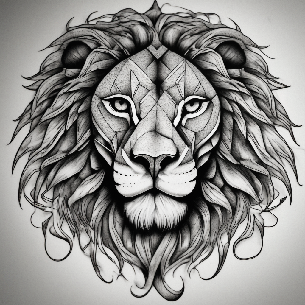 realistic laying lion detroit-lions, AI-generated Blackwork tattoo design