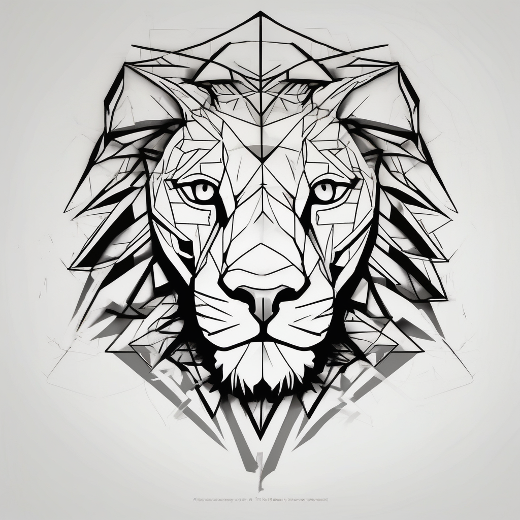 realistic laying lion detroit-lions, diseño de tatuaje Geométrico generado con IA