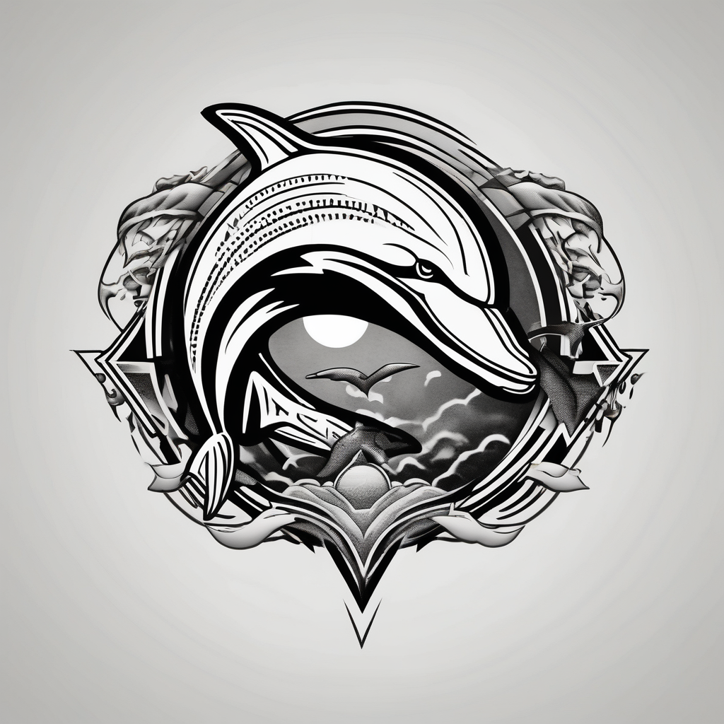 1984 old school miami dolphins logo – Blackwork, Colores vivos